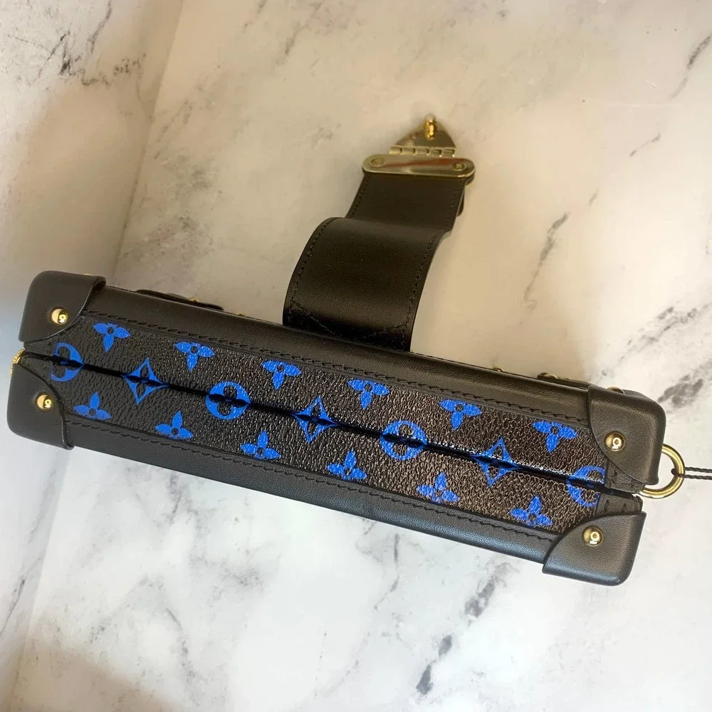 Louis Vuitton Petite Malle Trunk Crossbody shoulder bag Blue/Black Monogram LV